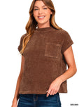 Chenille Waffle Short Sleeve Sweater