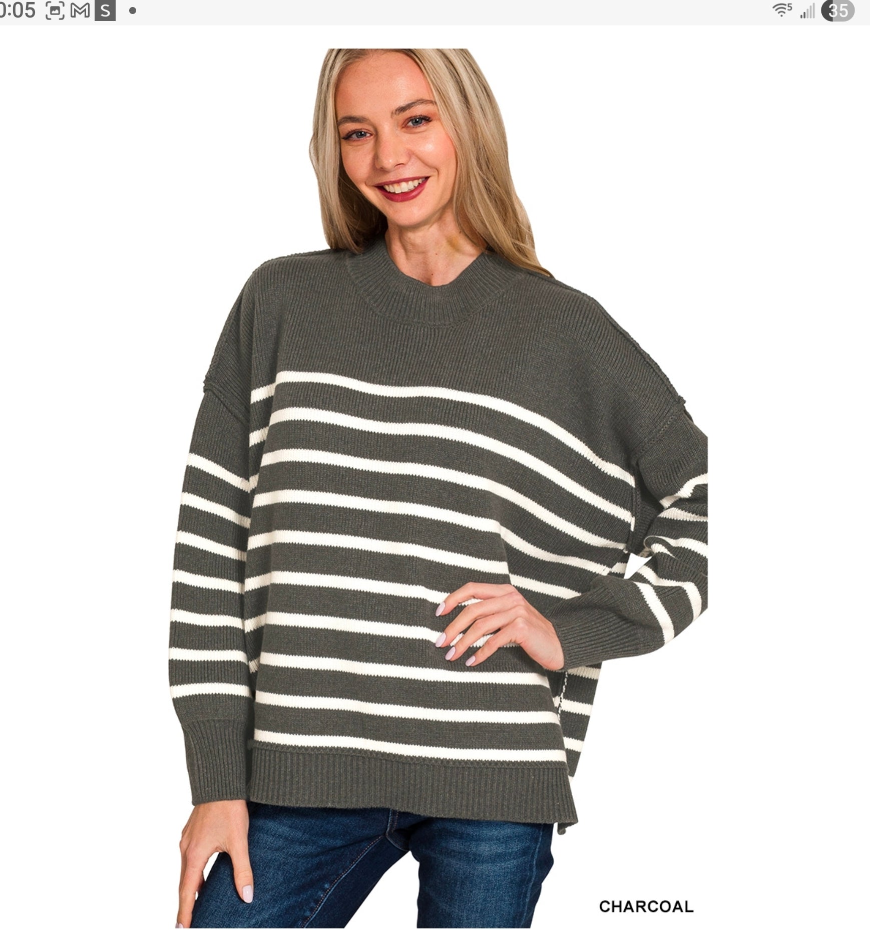 Exposed Seam Striped Oversized Sweater