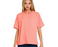 Raised Rib Exposed Seam Short Sleeve Top