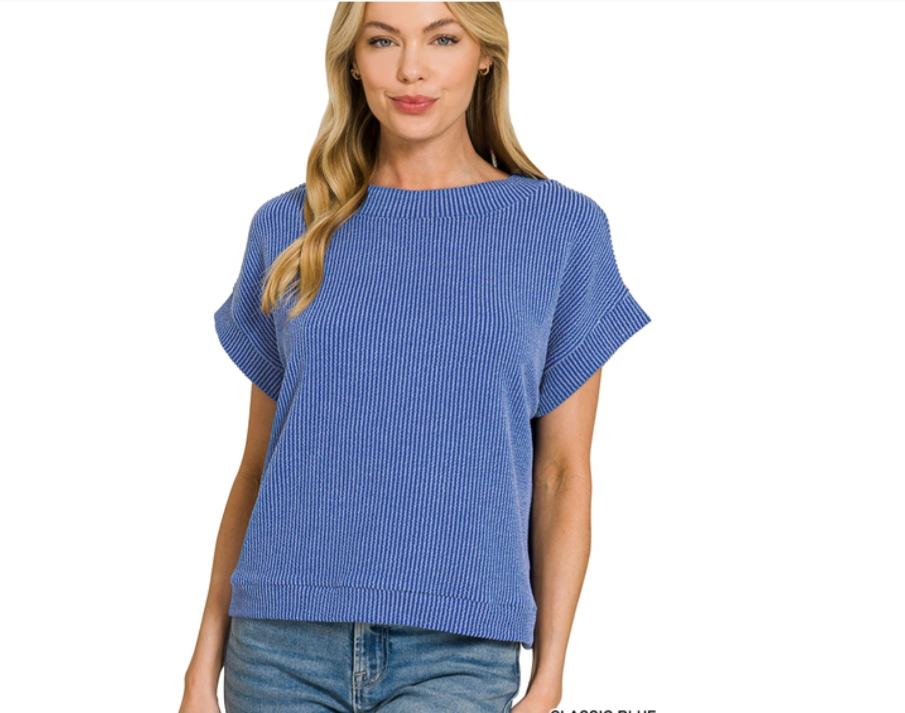 Raised Rib Cap Sleeve Top