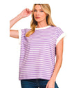 Contrast trim cap sleeve stripe tee